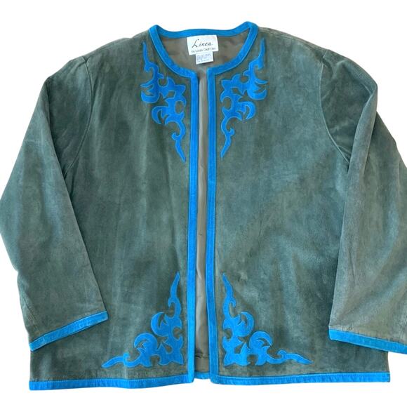 Linea by Louis Dell’Olio Jacket Size 1X Suede Leather Open Front - Picture 1 of 13